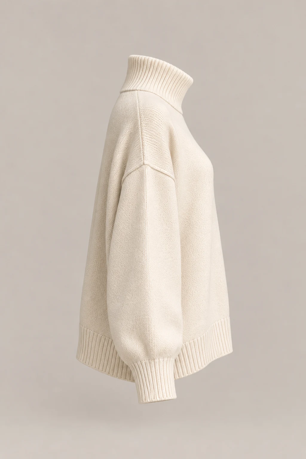 Oversized Roll Neck in Ivory — Right side