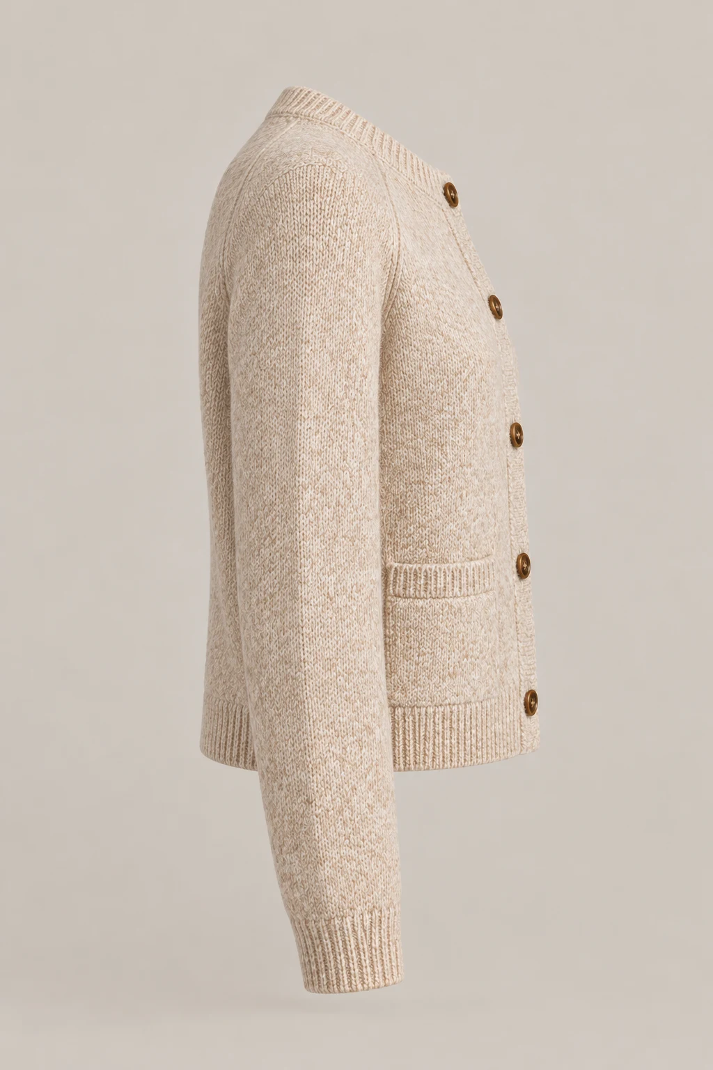 Brushed Soft Cardigan in Oatmeal — Right side