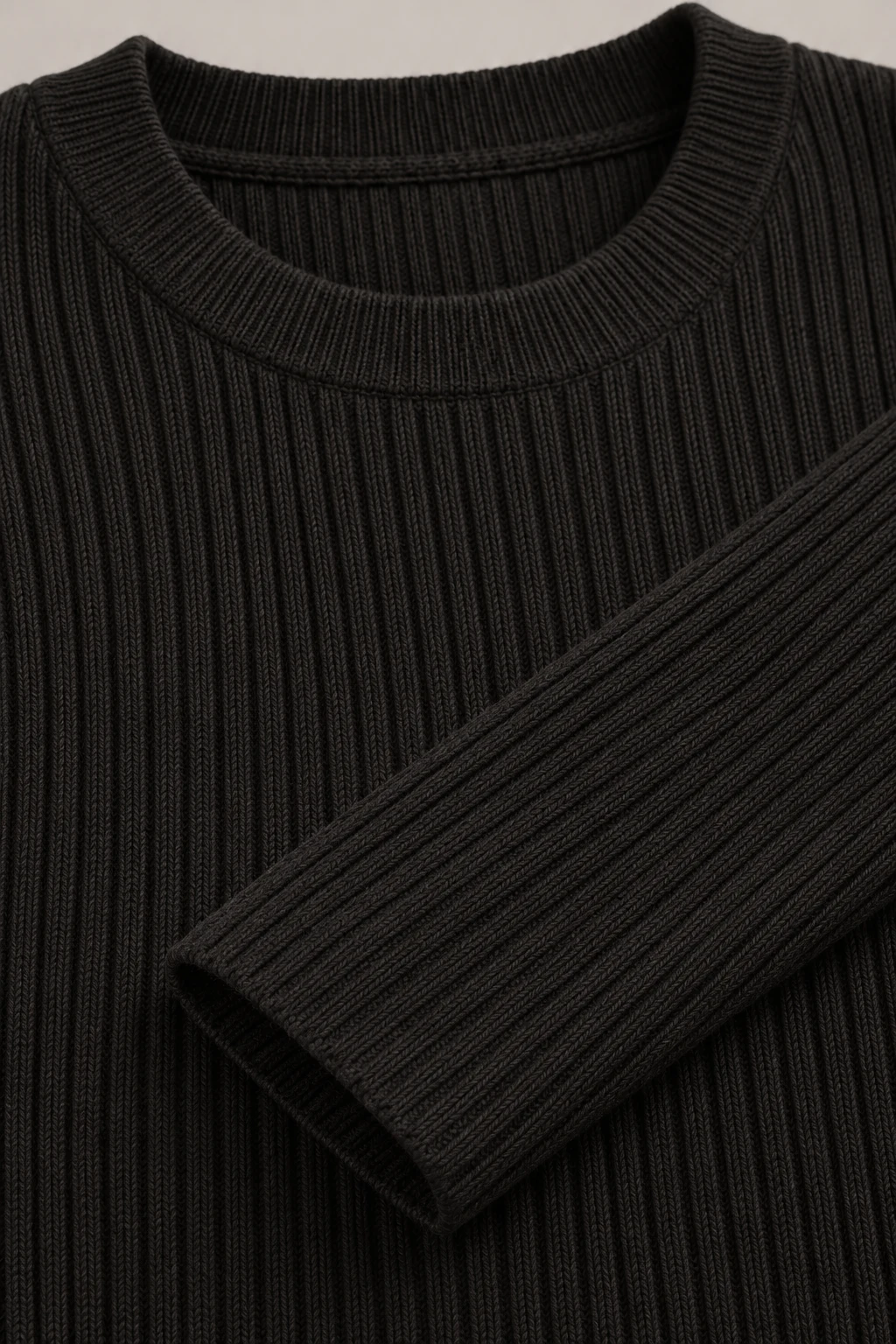 Ribbed Knit Midi Dress in Ink black — Material detail