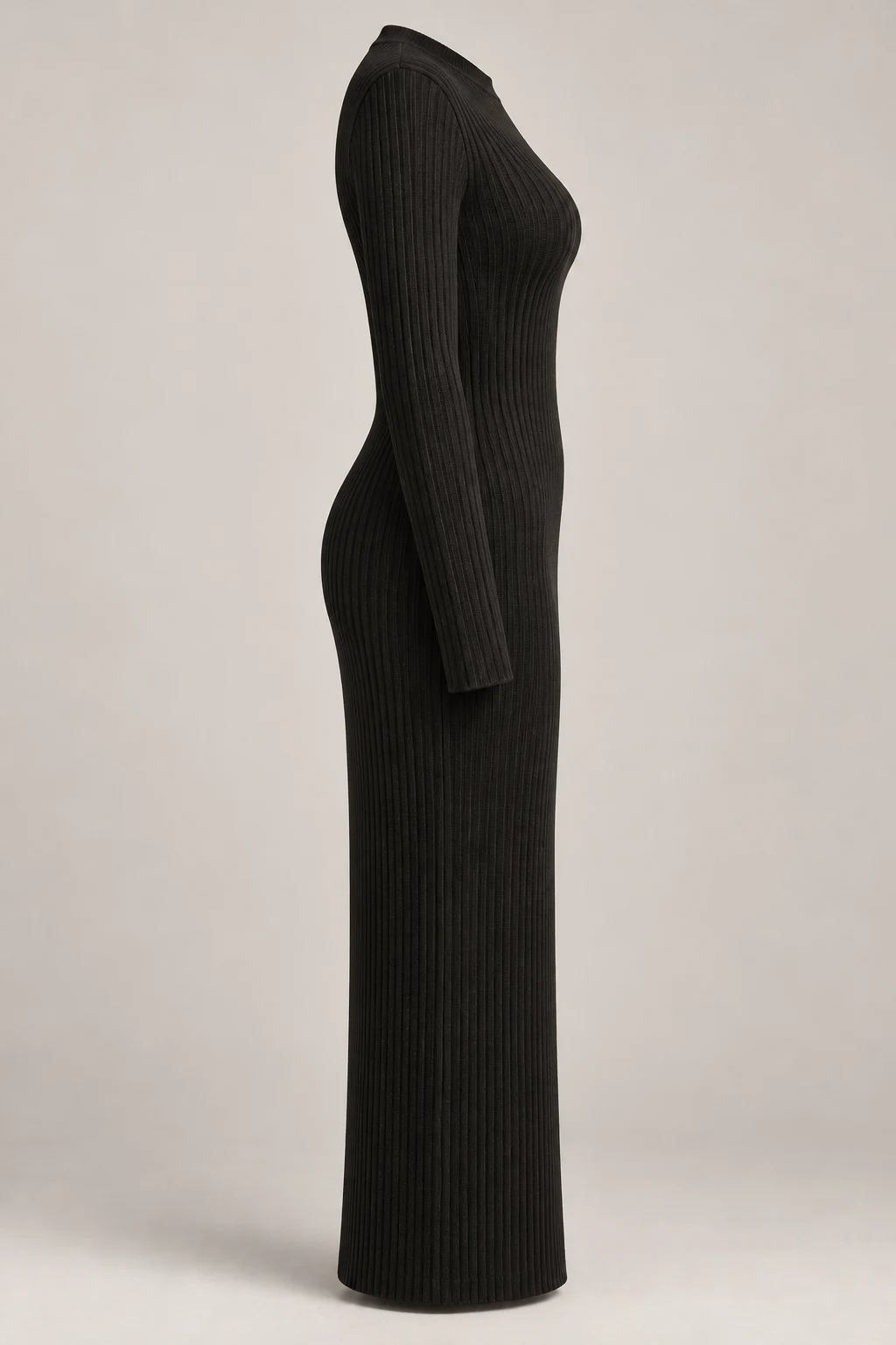 Ribbed Knit Midi Dress in Ink black — Right side