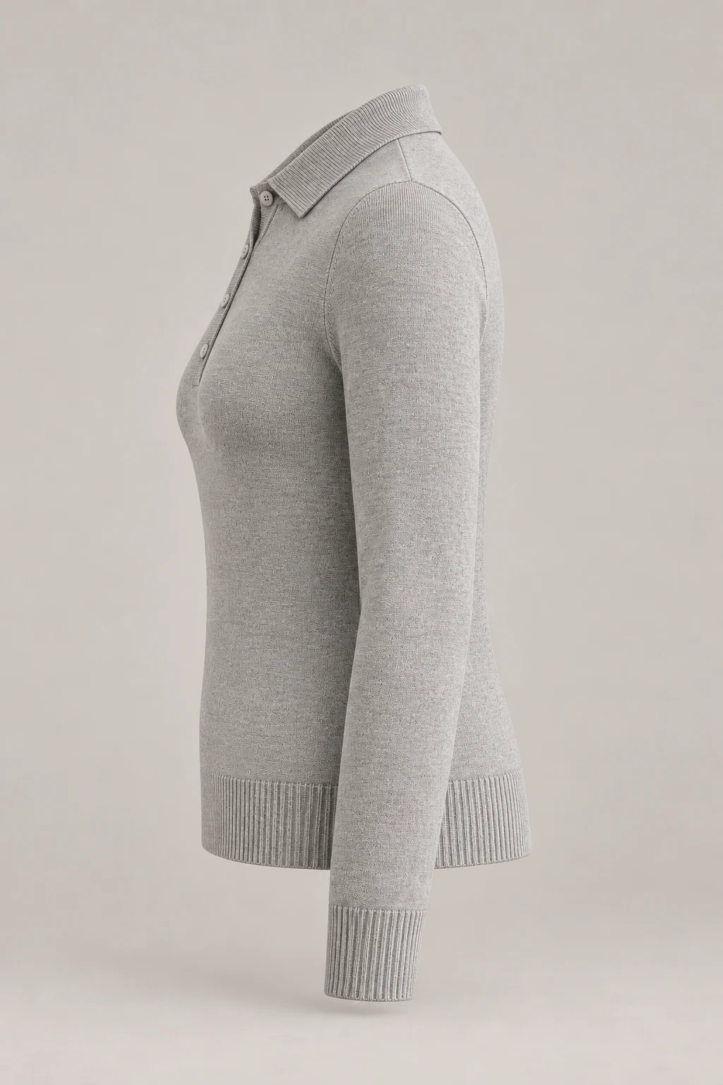 Merino-Blend Polo in Dove grey — Left side