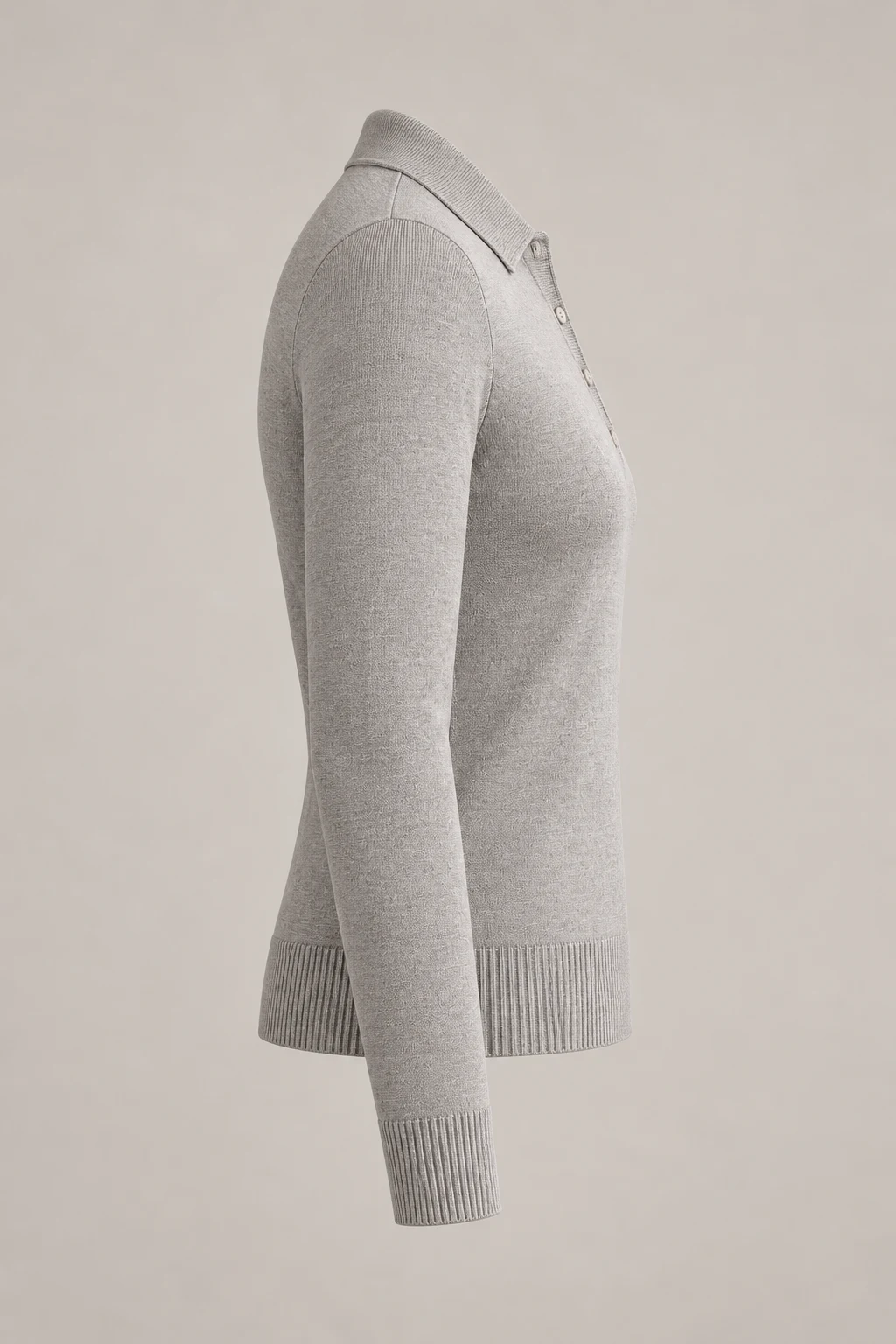Merino-Blend Polo in Dove grey — Right side
