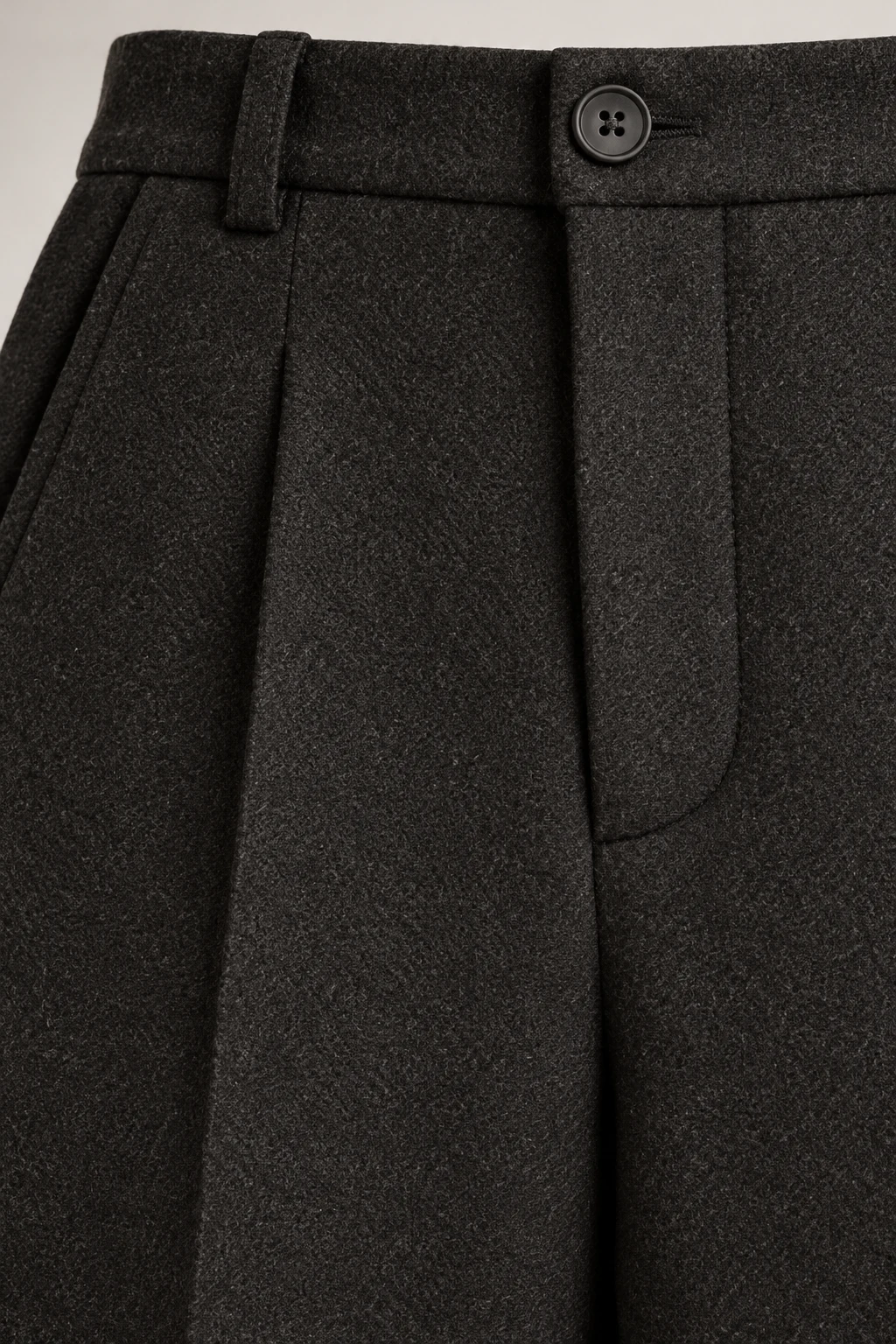 Winter Straight Trouser in Ink black — Material detail