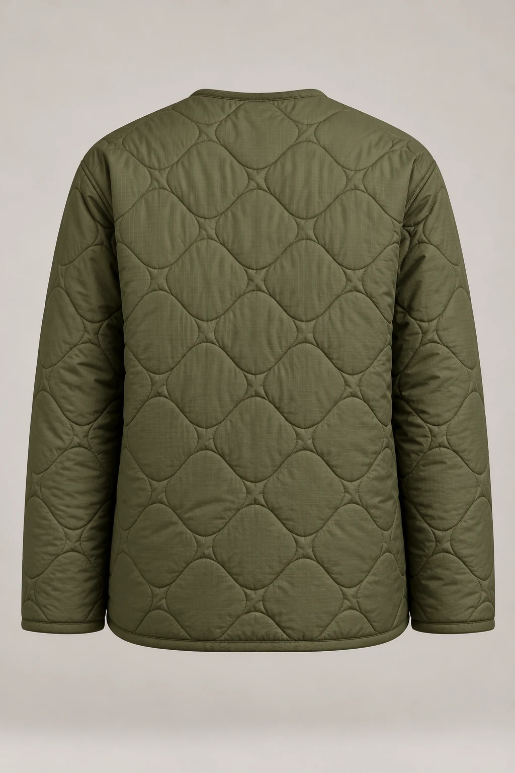 Quilted Liner Jacket in Muted moss — Back
