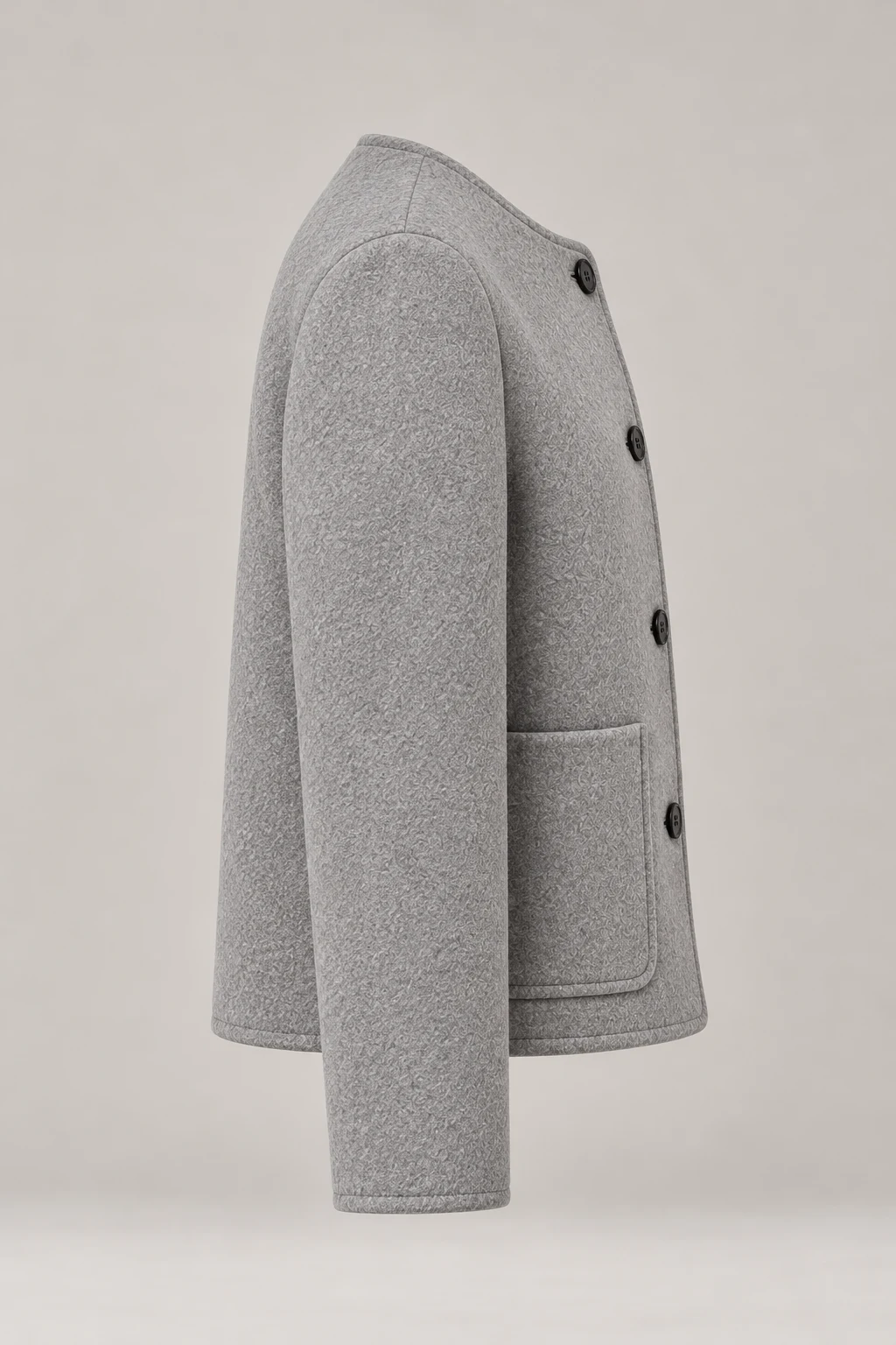 Collarless City Jacket in Dove grey — Right side