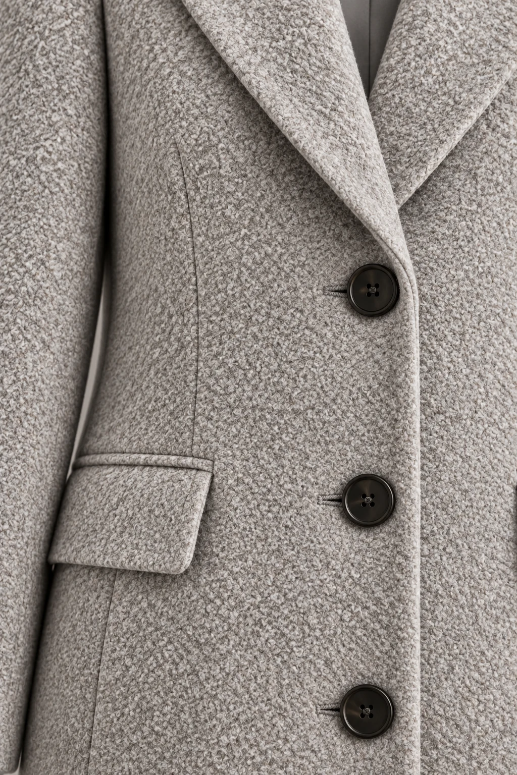 Textured Long Coat in Dove grey — Material detail