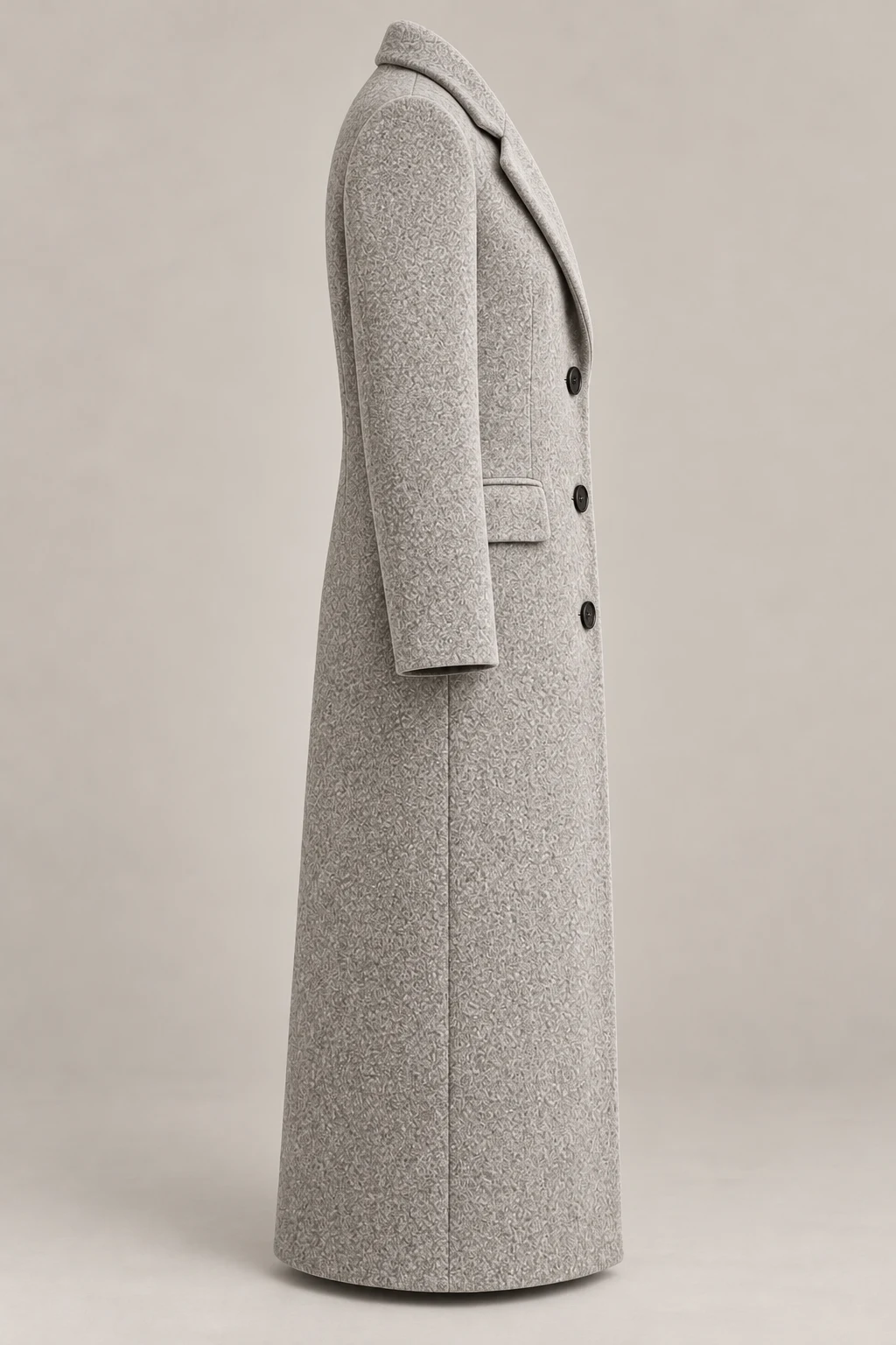 Textured Long Coat in Dove grey — Right side