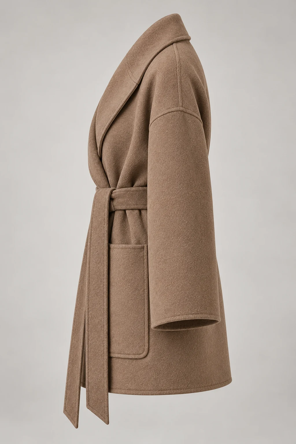 Double-Faced Wrap Jacket in Warm taupe — Left side