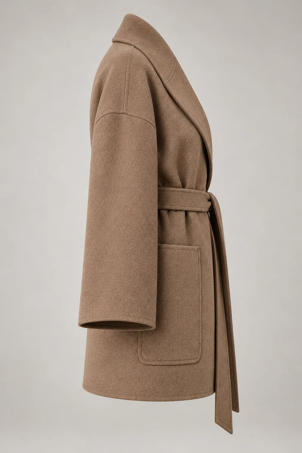Double-Faced Wrap Jacket in Warm taupe — Right side