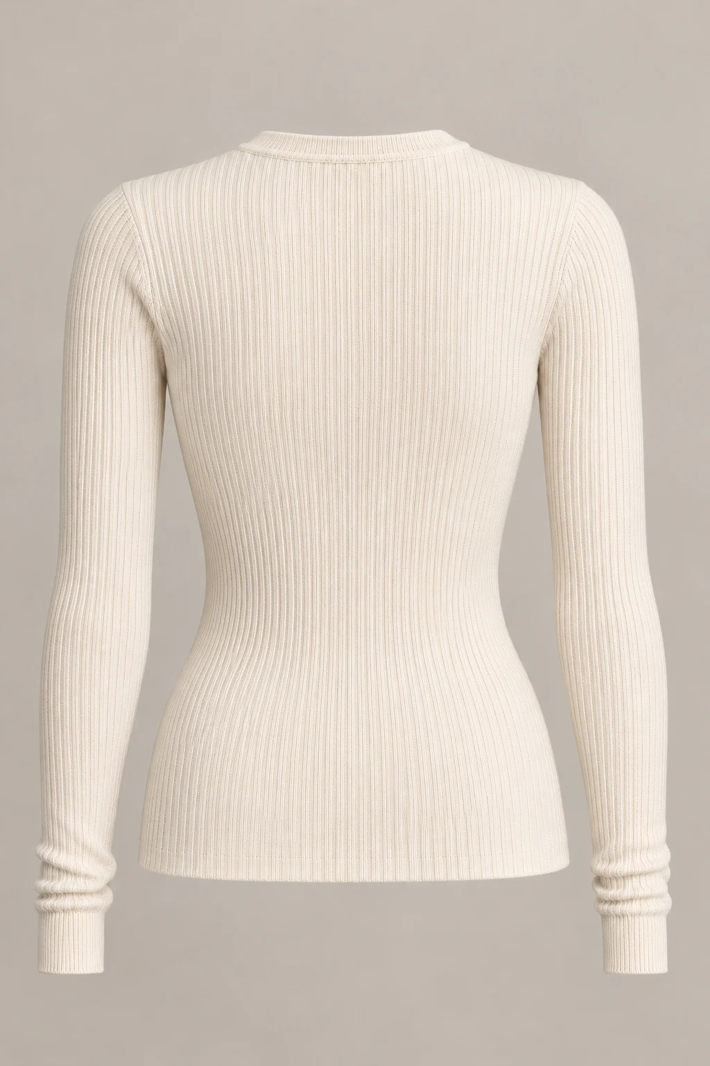 Fine Knit Long Sleeve in Ivory — Back