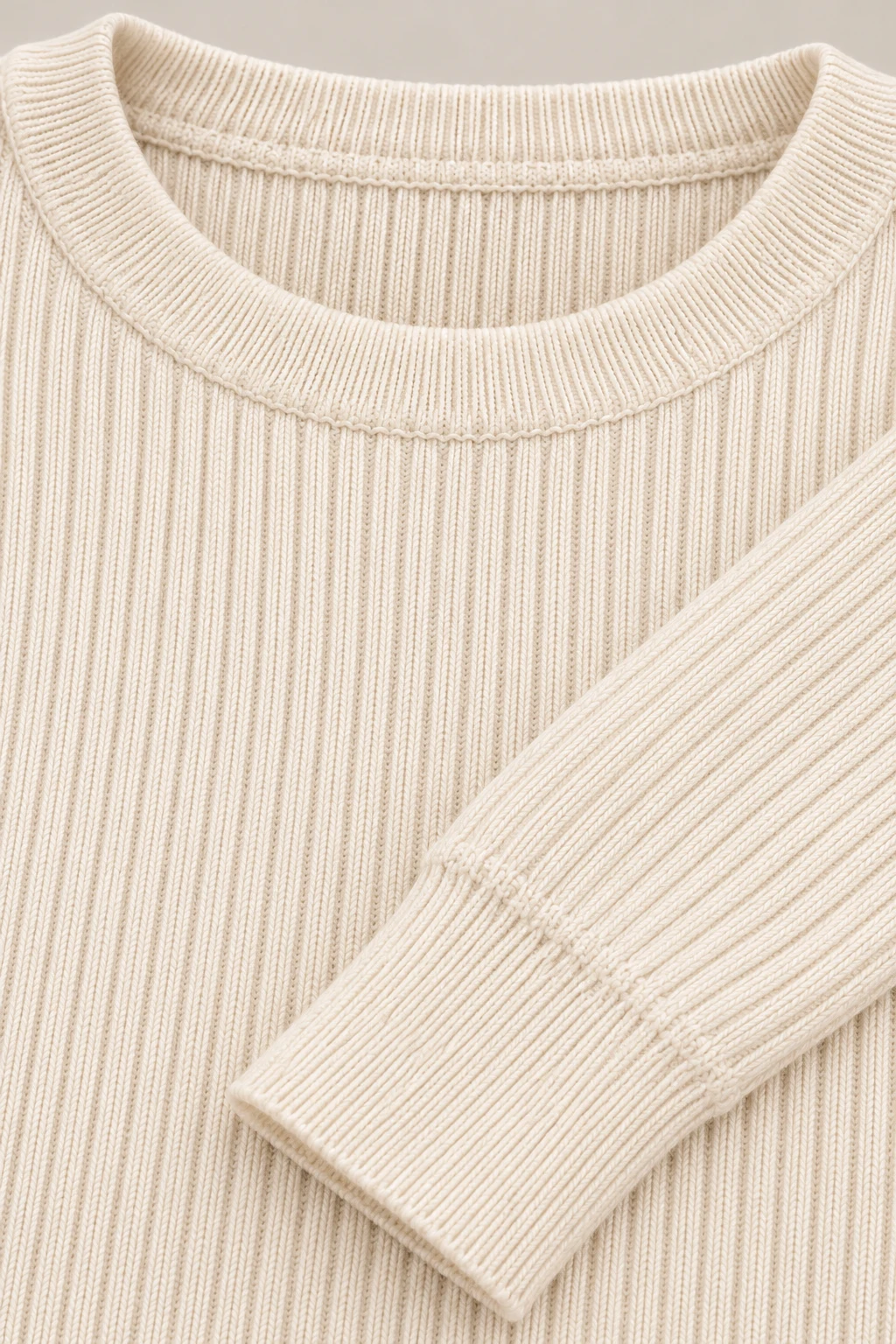 Fine Knit Long Sleeve in Ivory — Material detail