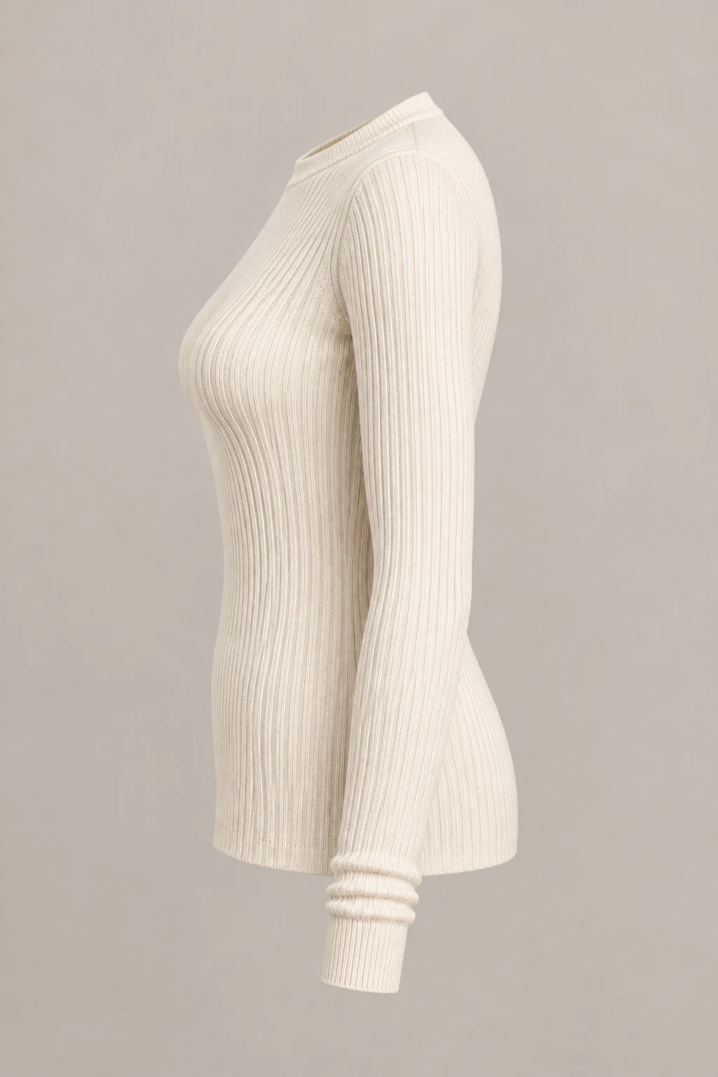 Fine Knit Long Sleeve in Ivory — Left side