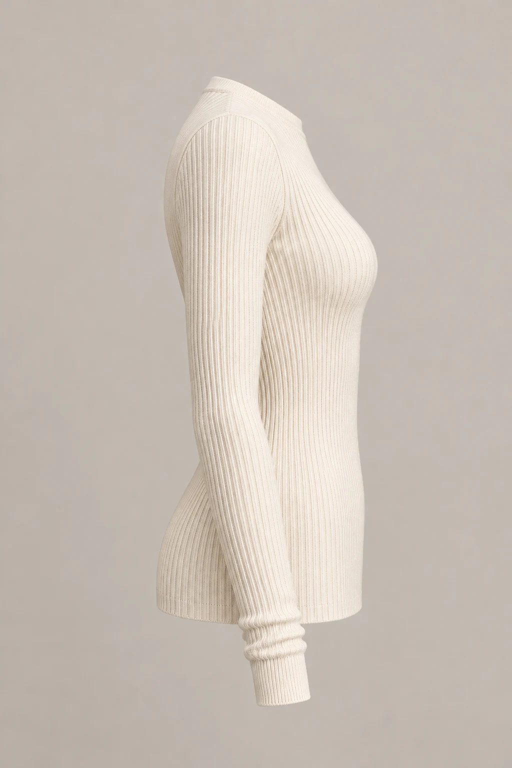 Fine Knit Long Sleeve in Ivory — Right side