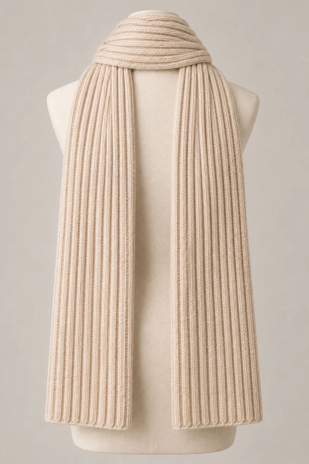 Wide Rib Scarf in Oatmeal — Back