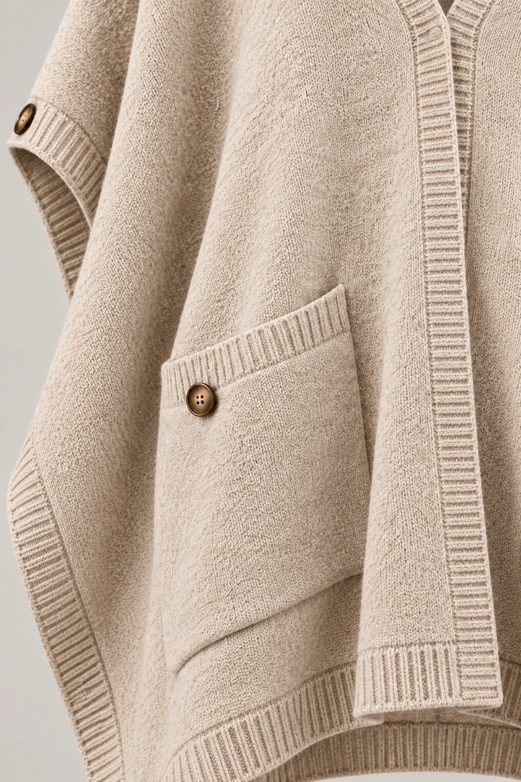 Soft Wrap Poncho in Oatmeal — Material detail
