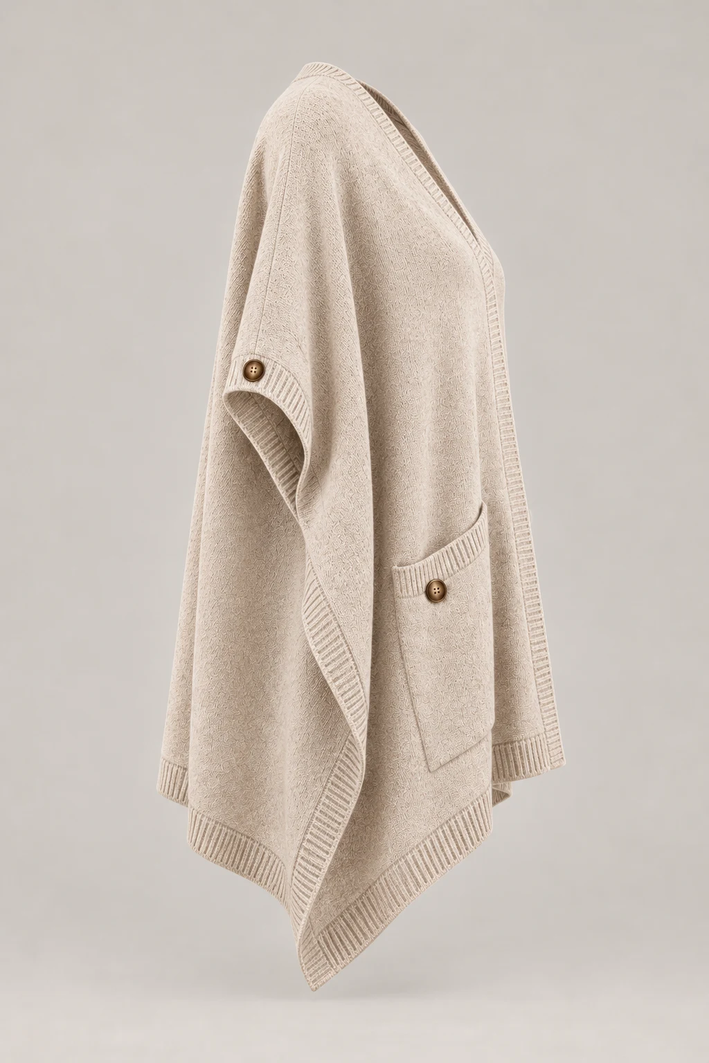 Soft Wrap Poncho in Oatmeal — Right side